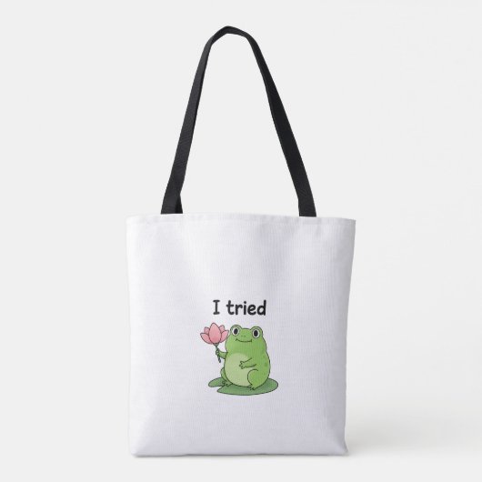 "I Tried" Froggy Effort Design Tote Bag (Achterkant)