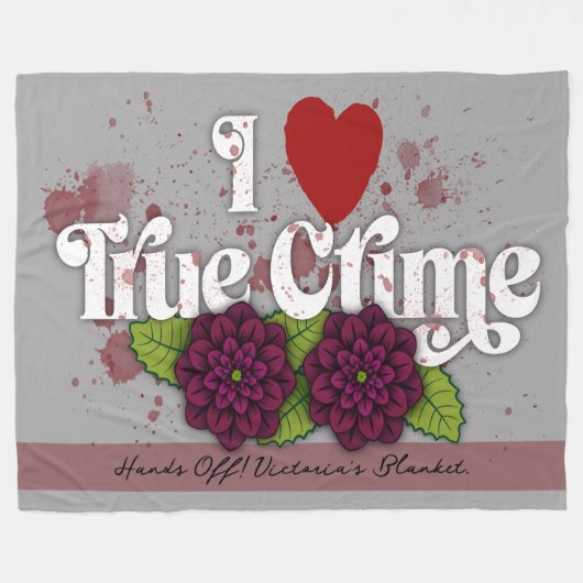 I ❤️ True Crime!–Black Dahlia Flower Design Name Fleece Deken (Voorkant (Horizontaal))