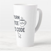 I Turn Coffee Into Code - Funny Programmer Quote Latte Mok (Rechterhoek)