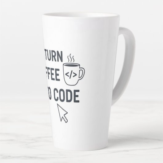 I Turn Coffee Into Code - Funny Programmer Quote Latte Mok (Rechterhoek)
