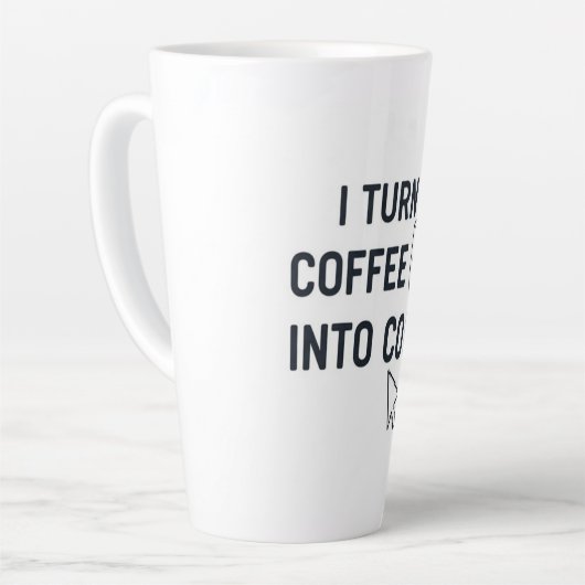 I Turn Coffee Into Code - Funny Programmer Quote Latte Mok (Linkerhoek)