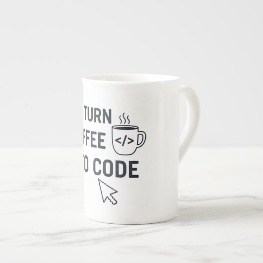 I Turn Coffee Into Code - Funny Programmer Quote Porselein Kop (Voorkant rechts)