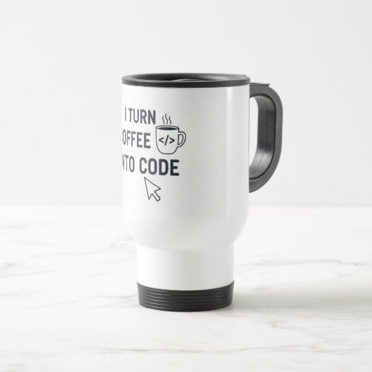 I Turn Coffee Into Code - Funny Programmer Quote Reisbeker (Voorkant rechts)