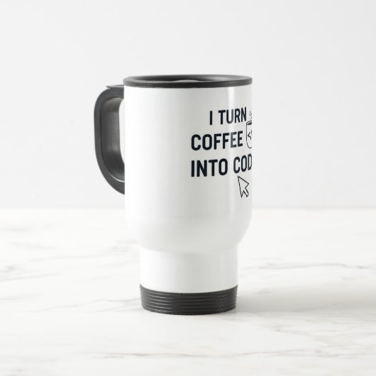 I Turn Coffee Into Code - Funny Programmer Quote Reisbeker (Voorkant links)