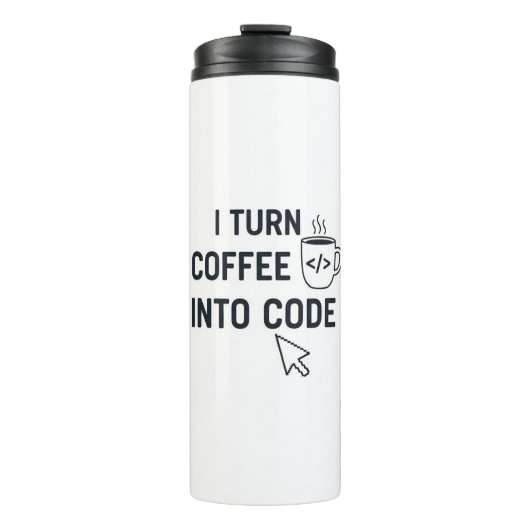 I Turn Coffee Into Code - Funny Programmer Quote Thermosbeker (Voorkant)
