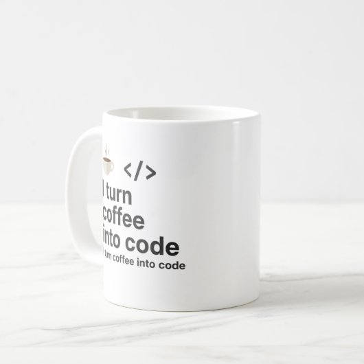 I Turn Coffee Into Code Mug – Funny Programmer  Koffiemok (Voorkant links)