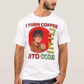 I Turn Coffee Into Code T-shirt (Voorkant)
