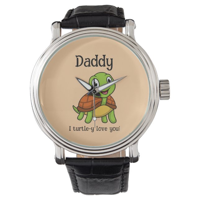 I Turtley Love You Daddy! Cute Father's Day Turtle Horloge (Voorkant)