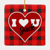 I ♥ U I Love You Buffalo Plaid Ornament (Achterkant)
