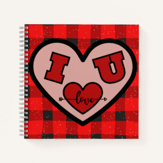 I ♥ U I Love You Buffalo Plaid Spiraal Notitieboek