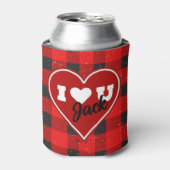I ♥ U Ik hou van je Buffalo Plaid Cooler (Blikje Voorkant)