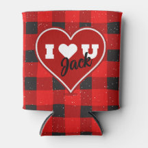 I ♥ U Ik hou van je Buffalo Plaid Cooler