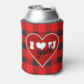 I ♥ U Ik hou van je Buffalo Plaid Cooler (Blikje Achterkant)