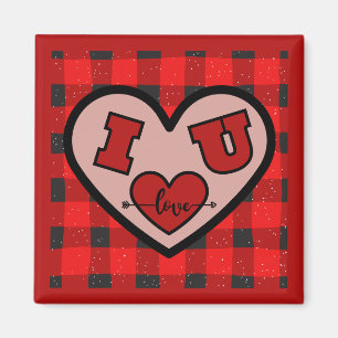 I ♥ U Ik hou van je Buffalo Plaid Magnet