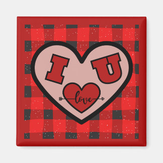 I ♥ U Ik hou van je Buffalo Plaid Magnet