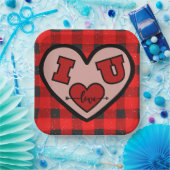 I ♥ U Ik hou van je Buffalo Plaid Papier Bord (Feest)