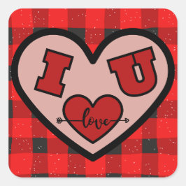 I ♥ U Ik hou van je Buffalo Plaid Sticker