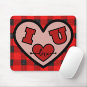 I ♥ U Ik hou van u Buffalo Plaid Mousepad Muismat (Met muis)
