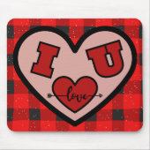 I ♥ U Ik hou van u Buffalo Plaid Mousepad Muismat (Voorkant)