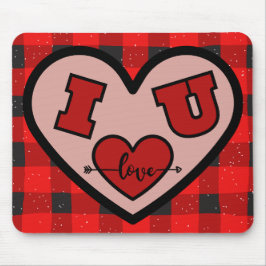I ♥ U Ik hou van u Buffalo Plaid Mousepad Muismat