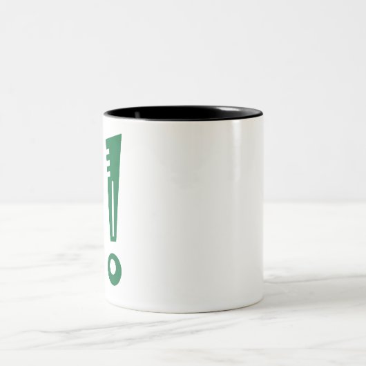 i ! uitroepteken tweekleurige koffiemok (Center)