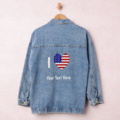 I (USA Flag Heart) Jouw tekst Denim Jacket (Hangar)