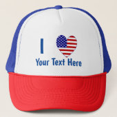 I (USA Flag Heart) Jouw tekst Trucker Pet (Voorkant)