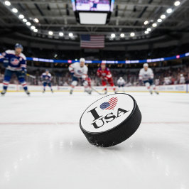 "I ❤️ USA" HOCKEY PUCK