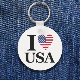 "I ❤️ USA" Ronde Sleutelhanger