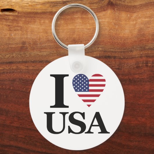 "I ❤️ USA" Ronde Sleutelhanger (Voorkant)