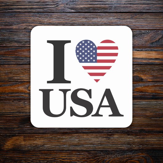 "I ❤️ USA" VIERKANTE STICKER