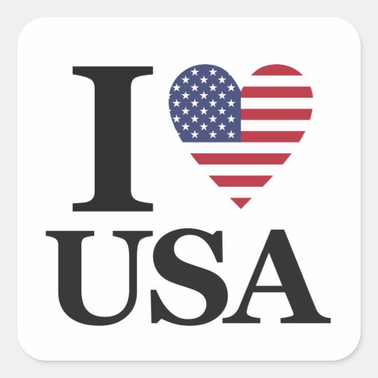 "I ❤️ USA" VIERKANTE STICKER (Voorkant)