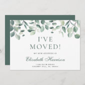 I Verhuisde Eucalyptus Greenery Waterverf Moving Aankondiging (Voorkant / Achterkant)