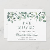 I Verhuisde Eucalyptus Greenery Waterverf Moving Aankondigingskaart (Voorkant / Achterkant)