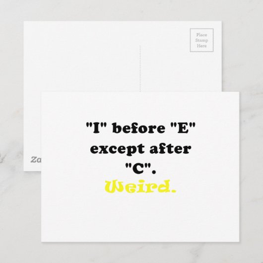I voor E behalve na C Weird Briefkaart (Voorkant / Achterkant)
