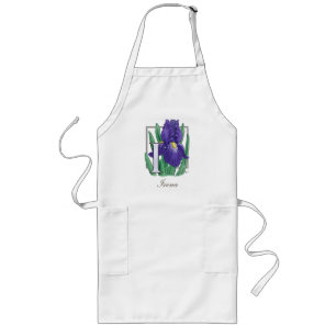 I voor Iris Flower Monogram Lang Schort
