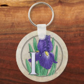 I voor Iris Flower Monogram Sleutelhanger (Voorkant)