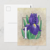 I voor Iris Flower Monogram tekening Briefkaart (Voorkant / Achterkant)