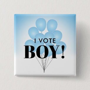 I Vote Blue Balloons Gender Reveal Party Vierkante Button 5,1 Cm