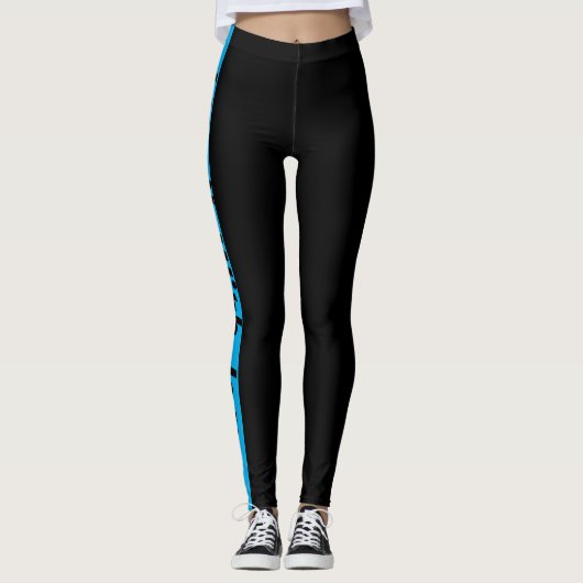 I Walk With Jesus, Black With Blue Stripes Leggings (Voorkant)