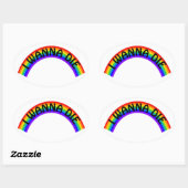 I Wanna Die - Rainbow Ovale Sticker (Vel)