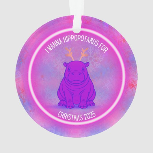 I Wanna Hippopotamus for Christmas - Purple Ornament (achterkant)