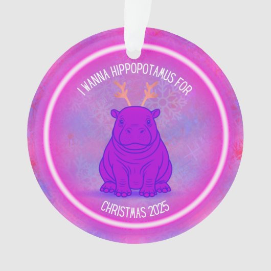 I Wanna Hippopotamus for Christmas - Purple Ornament (voorkant)