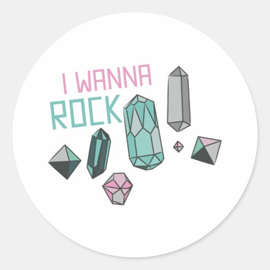 I Wanna Rock Ronde Sticker (Voorkant)