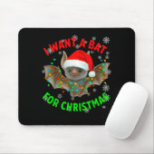 I Want A Bat For Christmas Bat Lovers Christmas Tr Muismat (Met muis)