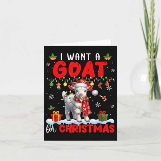 I Want A Goat For Christmas Santa Goat Farmer Ranc Kaart (Voorkant)