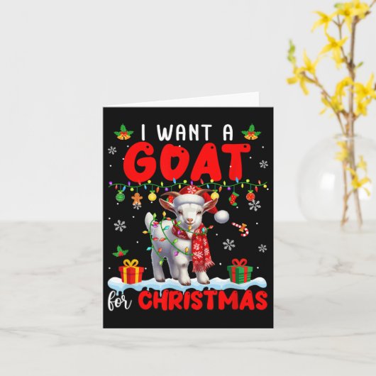 I Want A Goat For Christmas Santa Goat Farmer Ranc Kaart (Gele Bloem)