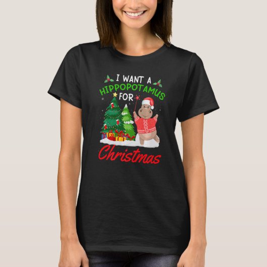 I Want A Hippopotamus For Christmas for Kid Women T-shirt (Voorkant)