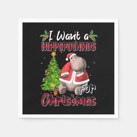 I Want A Hippopotamus For Christmas Hippo Buffalo  Servet (Voorkant)