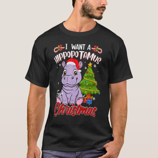 I Want A Hippopotamus For Christmas  Hippo Pajamas T-shirt (Voorkant)